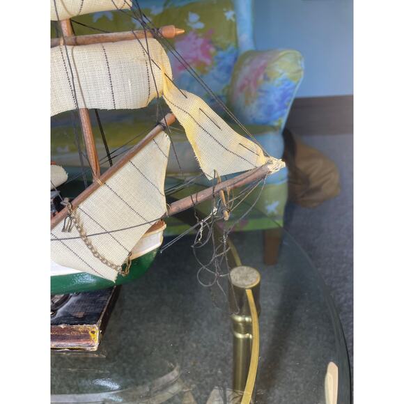 VELERO ESPANOL Ano 1768 Vtg Sailboat Model Ship Wooden Boat - Picture 5 of 16